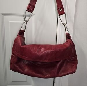 Beautiful Elegant Red Leather Shoulder Bag 15"×8×4